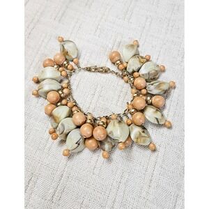 Napier Cha-cha Charm Bracelet Marbled Lucite Bead Vintage Resort Wear VJ1011